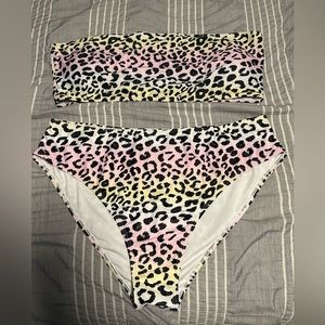 NWOT Colorful Cheetah Bikini
